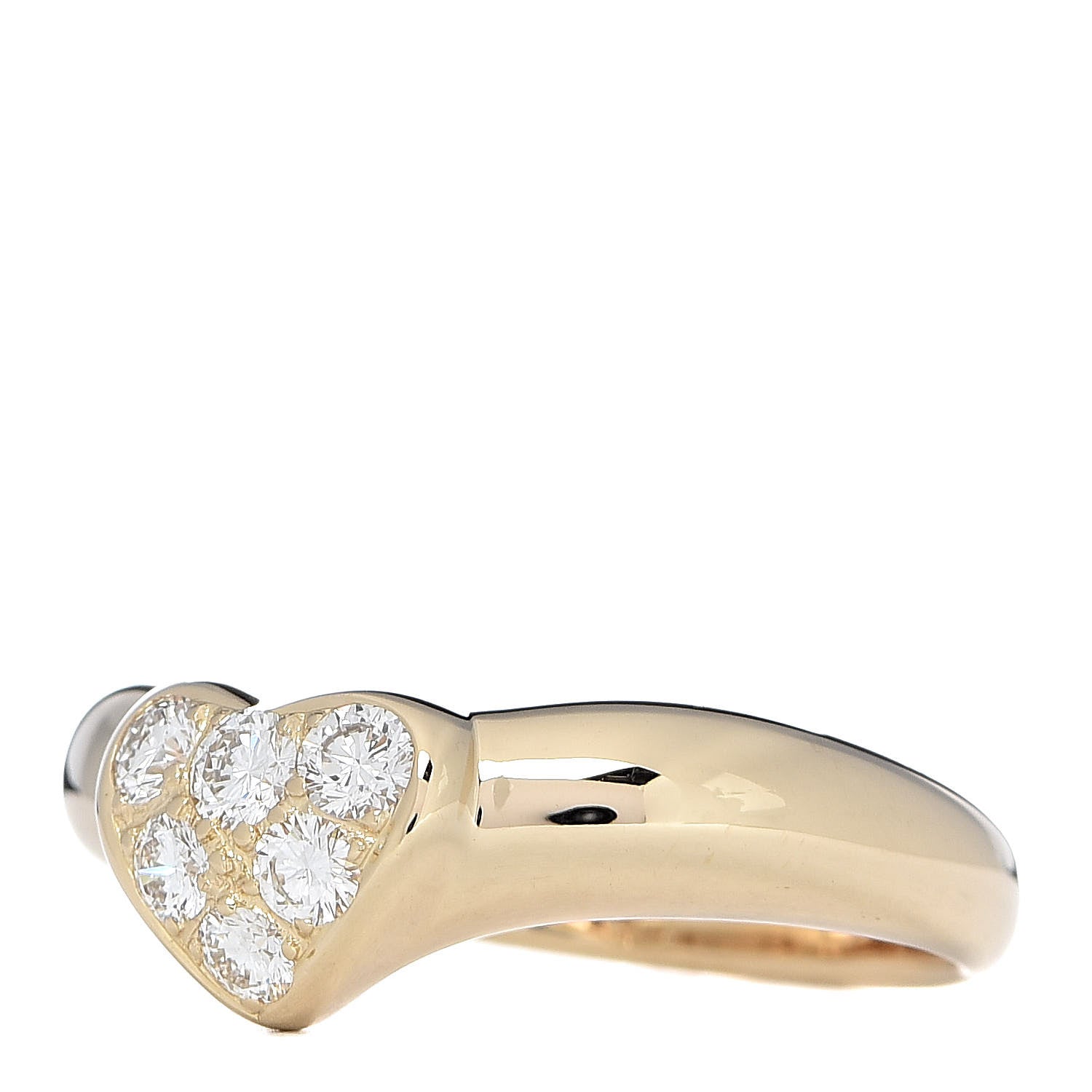 Tiffany 18K Yellow Gold Diamond Heart Band Ring 49 5 3 of 7