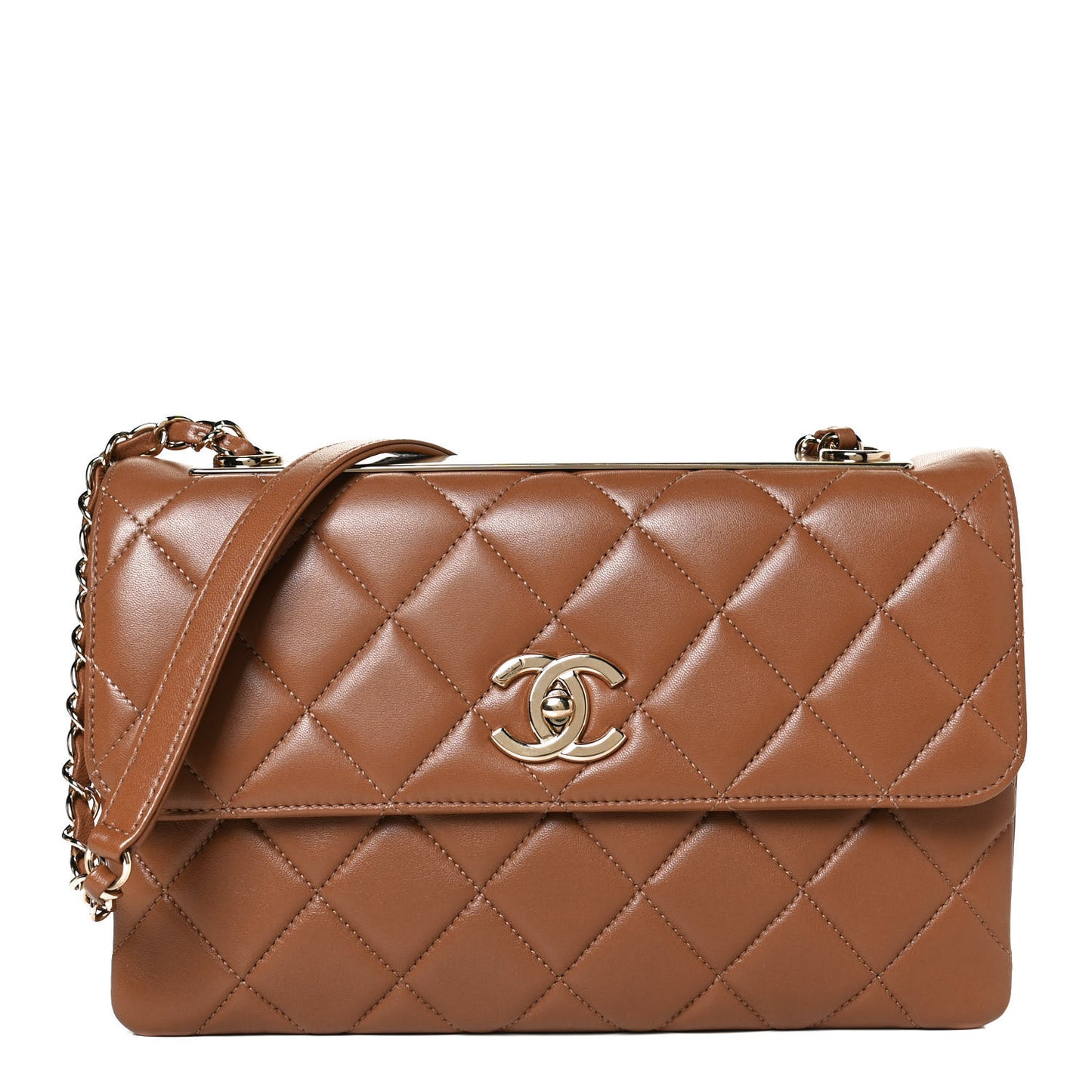 Lambskin Quilted Medium Trendy CC Flap Light Brown