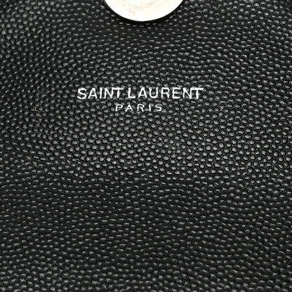 Saint Laurent Grain De Poudre Textured Mixed Matelasse Large Triquilt Monogram Monochrome Satchel Black 6 of 12