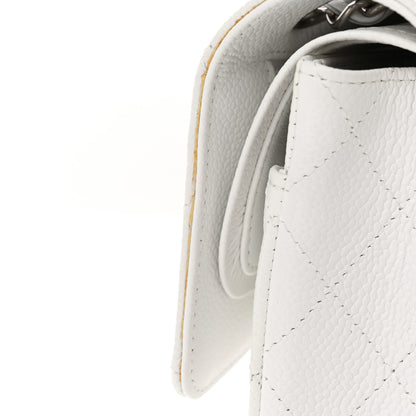 Chanel Caviar Quilted Medium Double Flap White 13 of 15