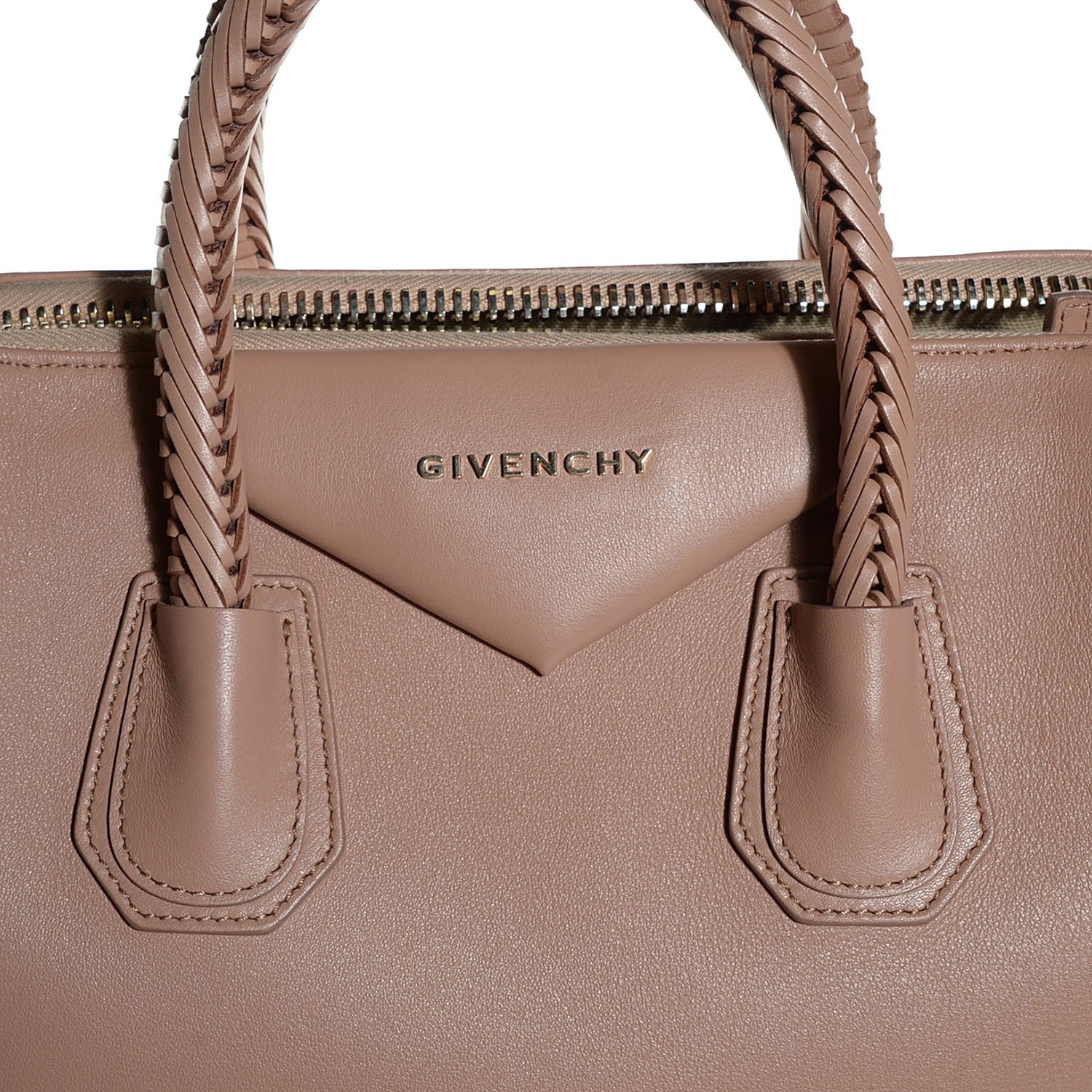 Givenchy Smooth Calfskin Woven Medium Antigona Latte Brown 6 of 10