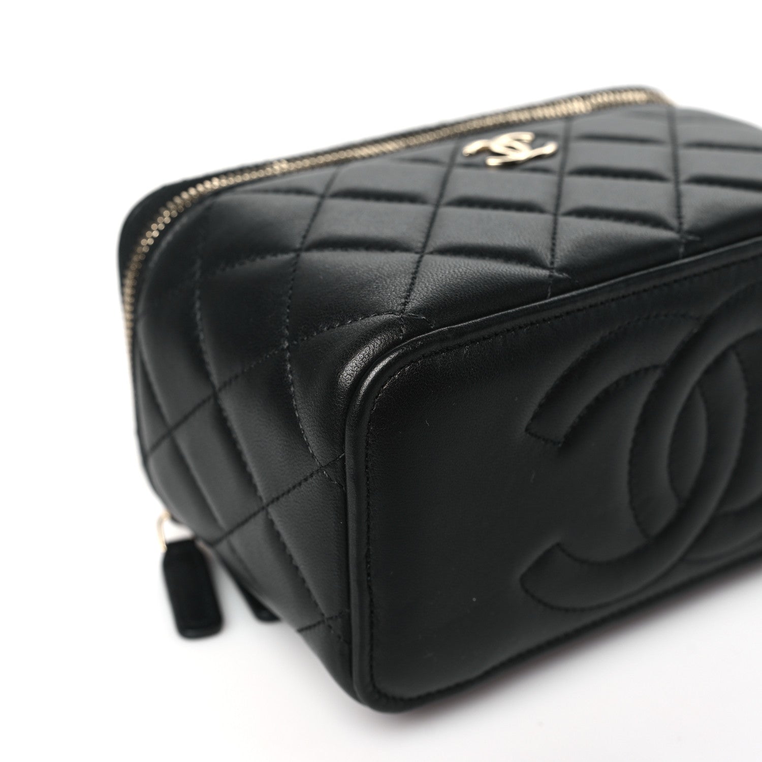 Chanel Lambskin Quilted Small Top Handle Vanity Case With Chain Black 9 of 10