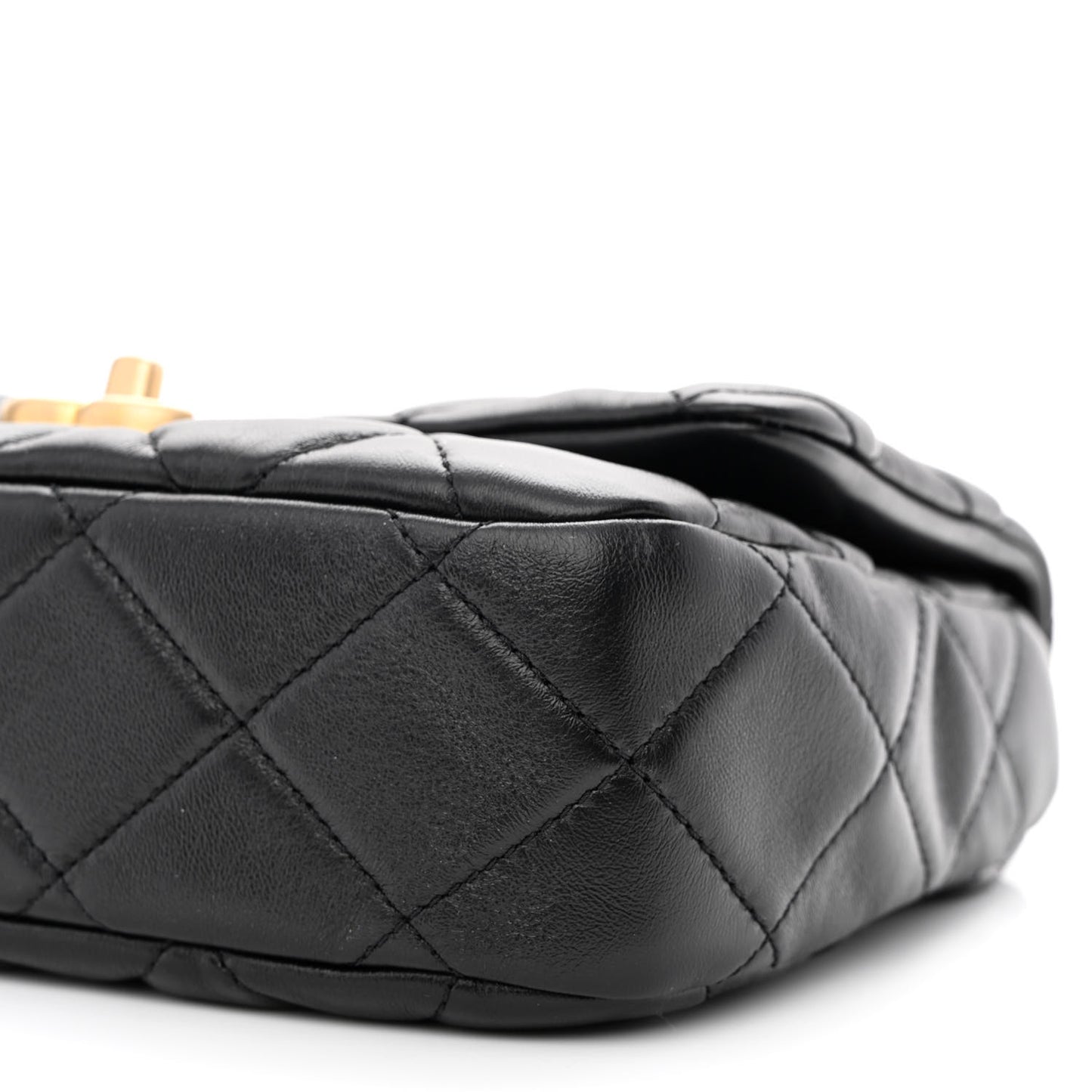 Lambskin Quilted Small Lacquered Chain Flap Black