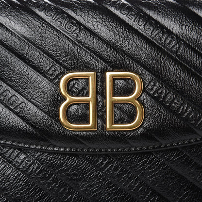 Balenciaga Shiny Goatskin Logo Embossed BB Wallet On Chain Black 8 of 8
