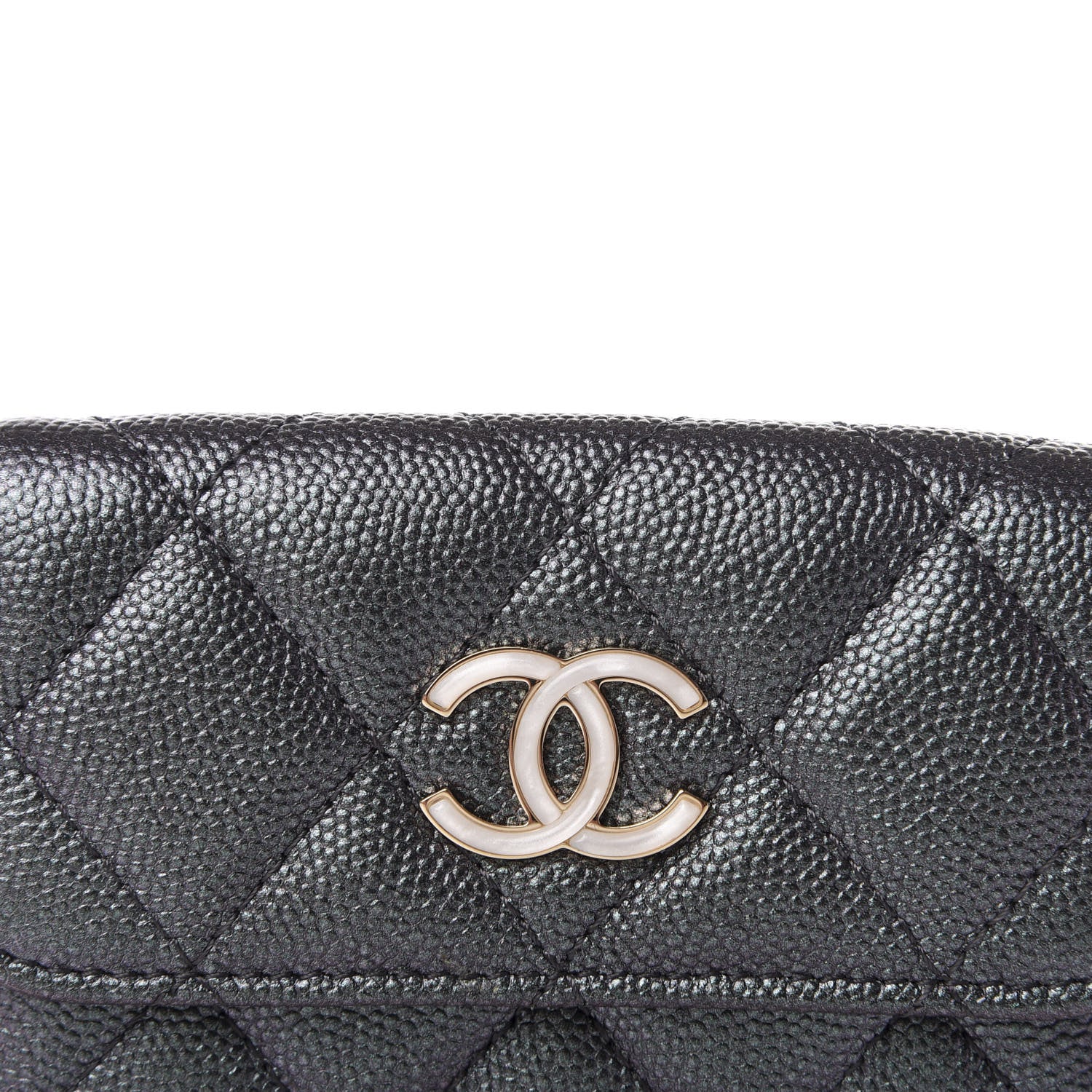 Chanel Iridescent Caviar Quilted Double Flap Wallet Black 7 of 8