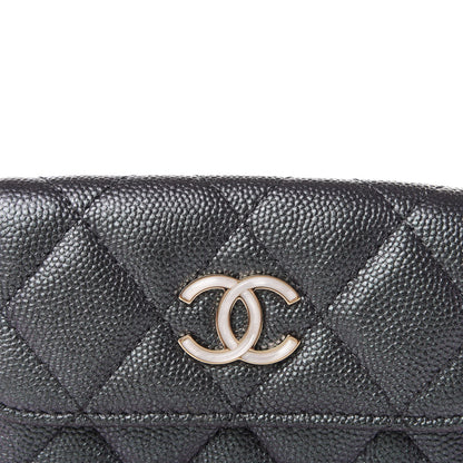 Chanel Iridescent Caviar Quilted Double Flap Wallet Black 7 of 8
