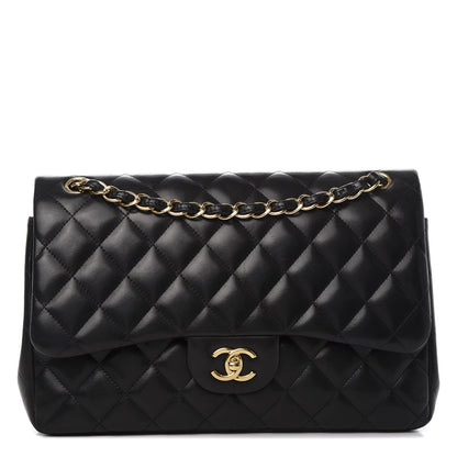Chanel Lambskin Quilted Jumbo Double Flap Black 1 of 11