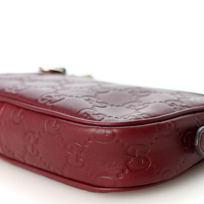 Gucci GG Calfskin Embossed Emblem Mini Shoulder Bag Rosso Ancora 10 of 10