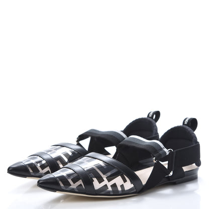 Fendi PVC Calfskin FF Colibri Slingback Ballerina Flats 39 Black 3 of 8