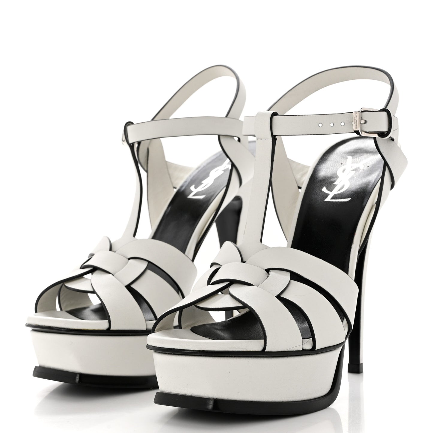 Calfskin Tribute 105 Platform Sandals 38 White Black