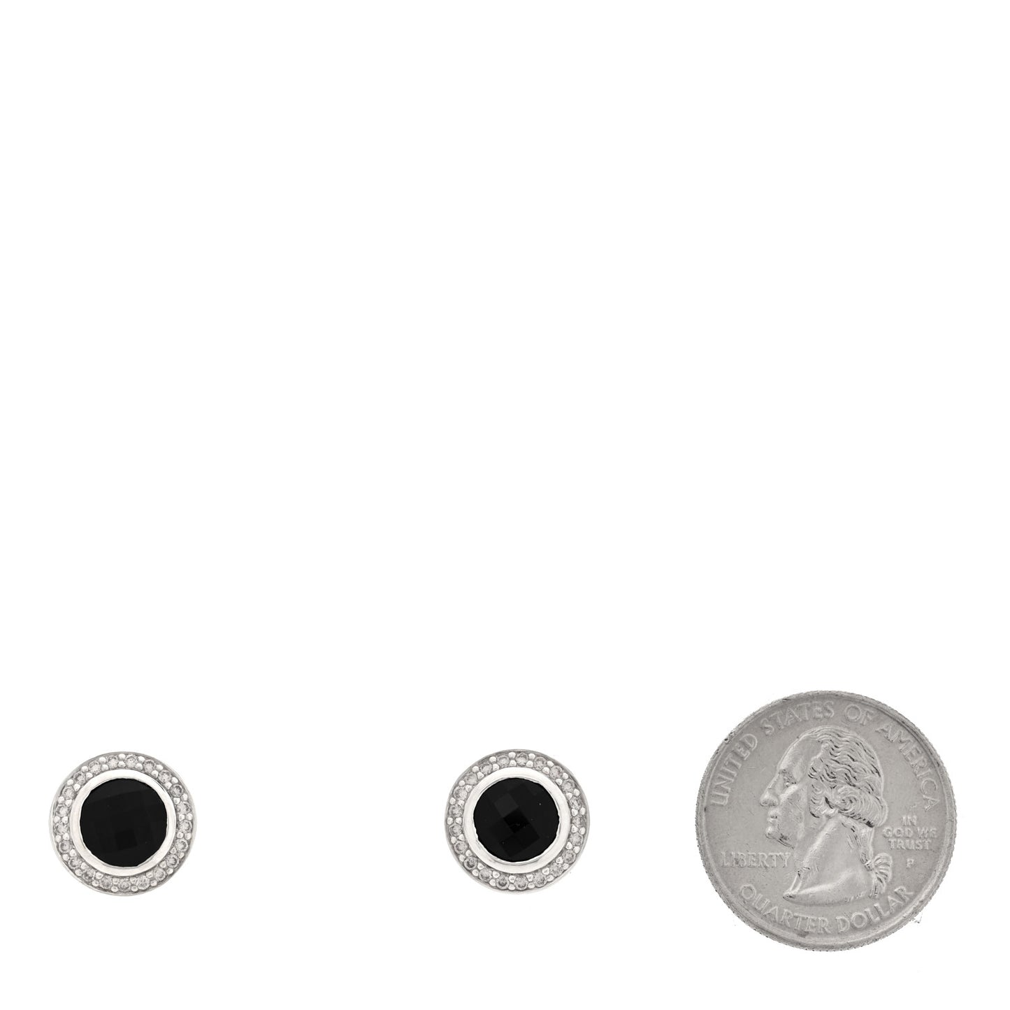 Sterling Silver Black Onyx 8mm Diamond Cerise Earrings