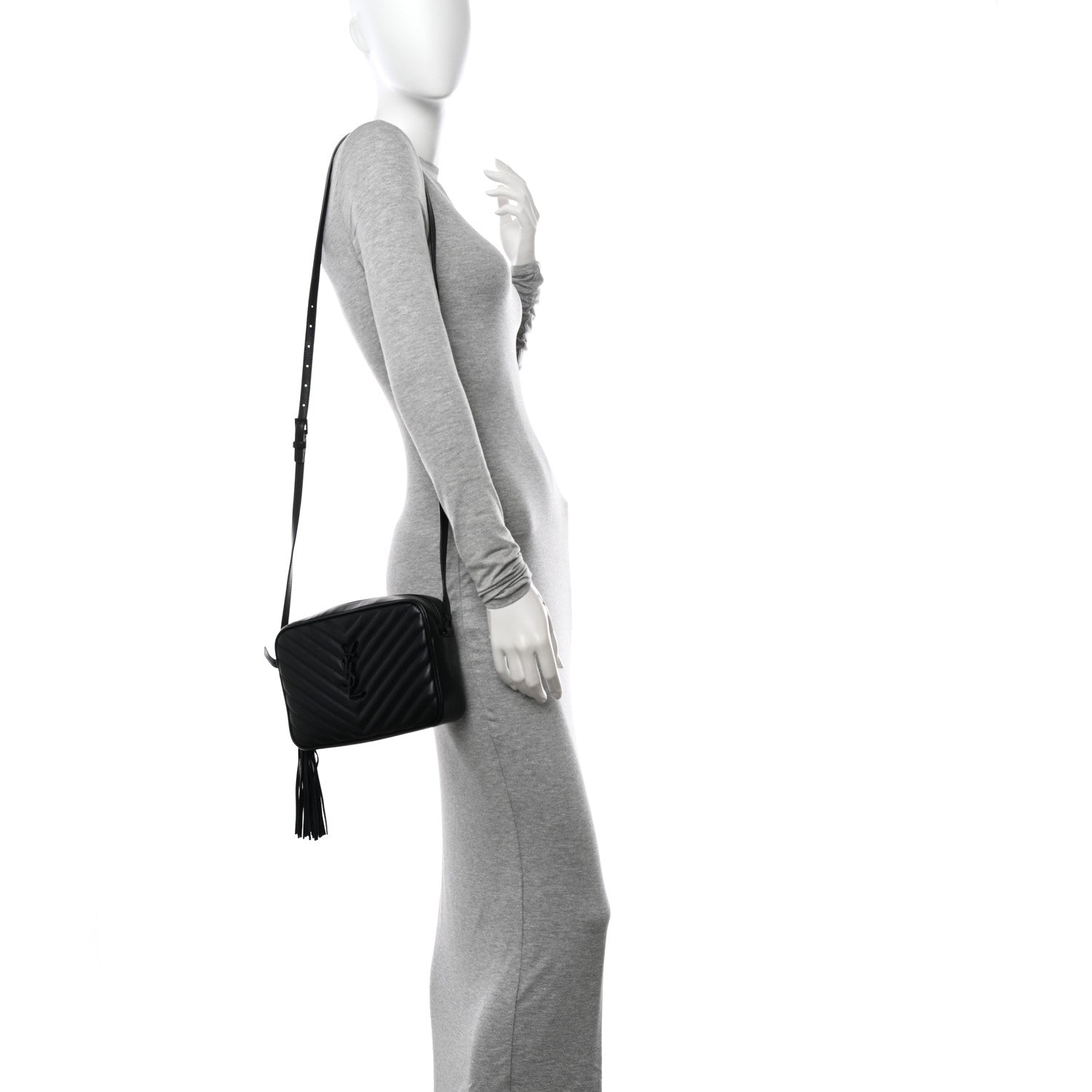 Saint Laurent Calfskin Matelasse Monogram Monochrome Lou Camera Bag Black 2 of 10