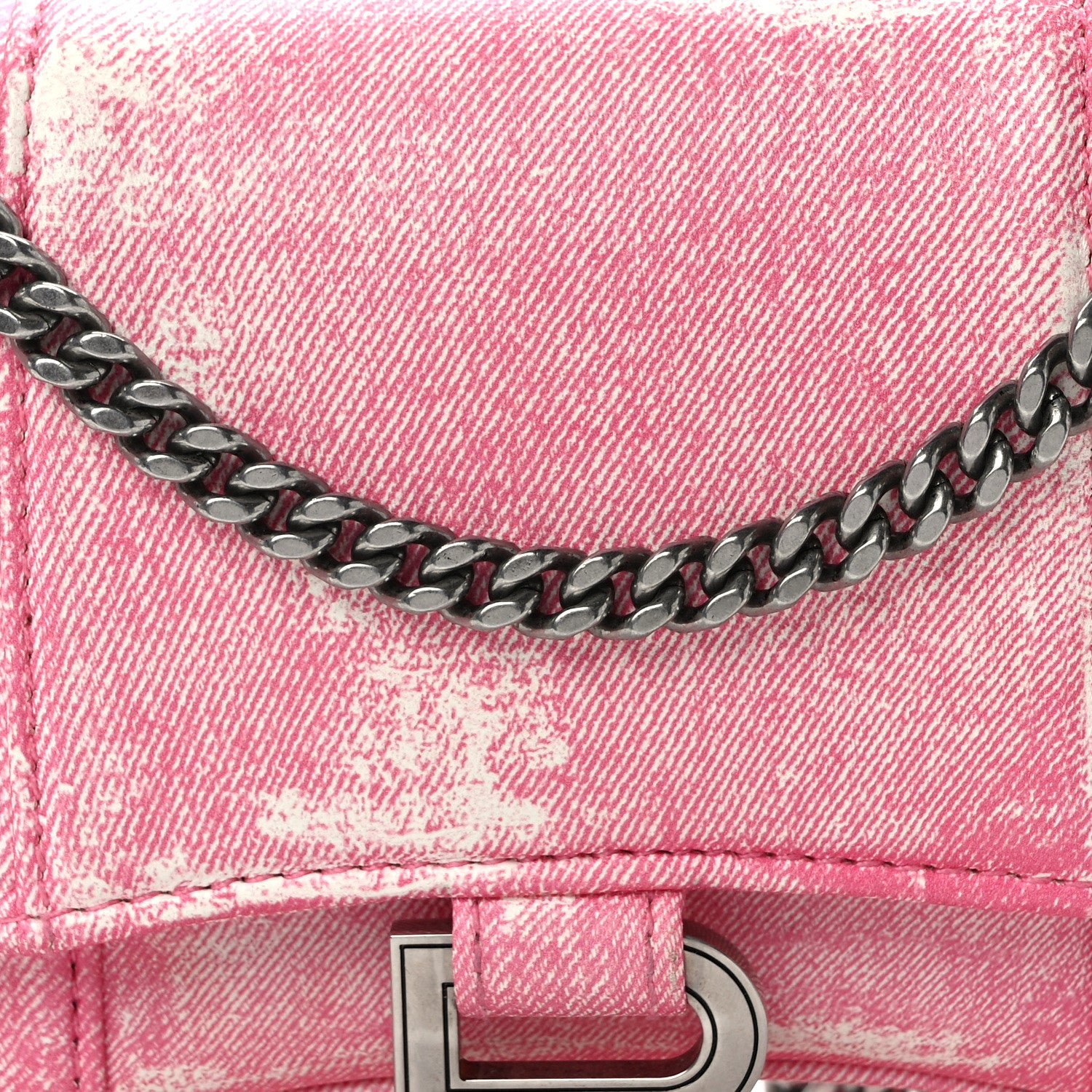 Balenciaga Nappa Denim Printed Hourglass Chain Bag Denim Pink 7 of 14
