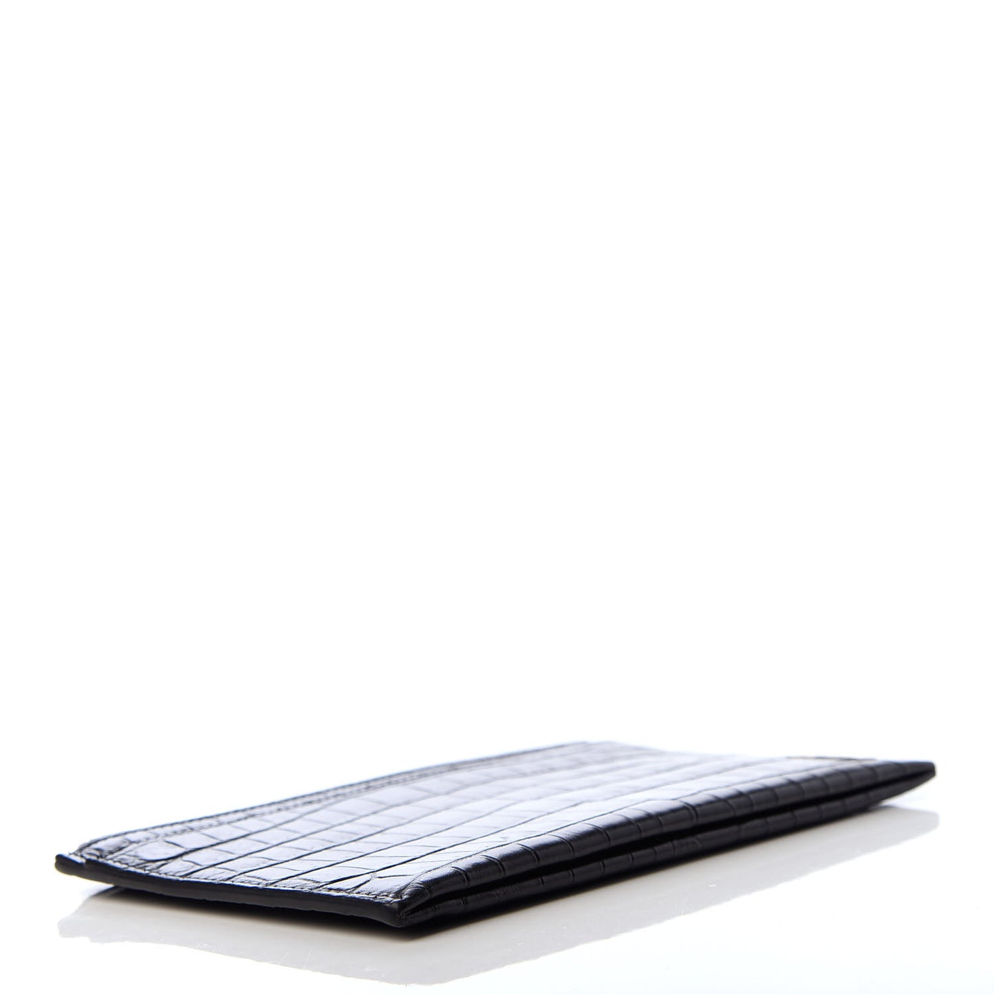 Calfskin Crocodile Embossed Monogram Bill Pouch Black
