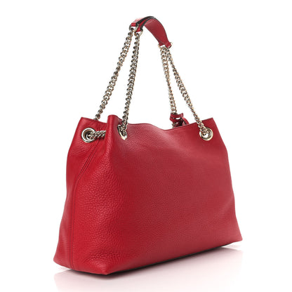 Gucci Pebbled Calfskin Medium Soho Chain Shoulder Bag Tabasco Red 3 of 12
