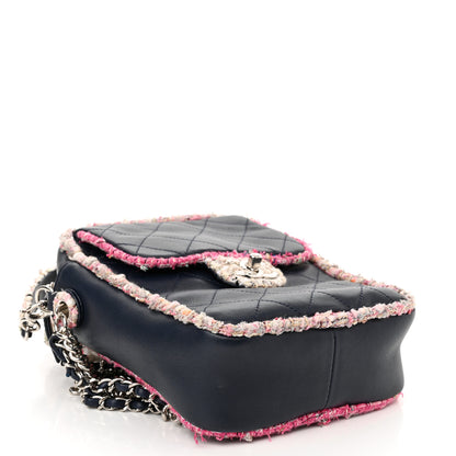 Chanel Lambskin Tweed Trim Vertical Camera Case Navy 4 of 10