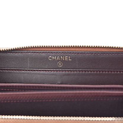 Chanel Lambskin Quilted Large Gusset Trendy CC Zip Around Wallet Dark Beige 6 of 10