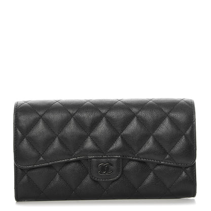Chanel Crumpled Calfskin Quilted Large Flap Wallet So Black 1 of 9