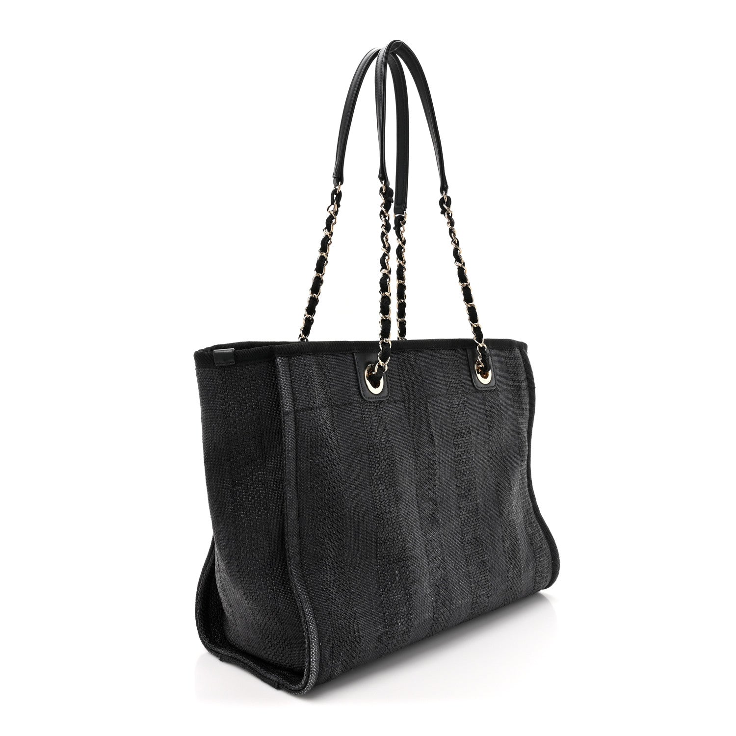 Chanel Mixed Fibers Striped Small Deauville Tote Black 3 of 14