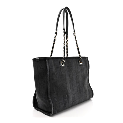 Chanel Mixed Fibers Striped Small Deauville Tote Black 3 of 14