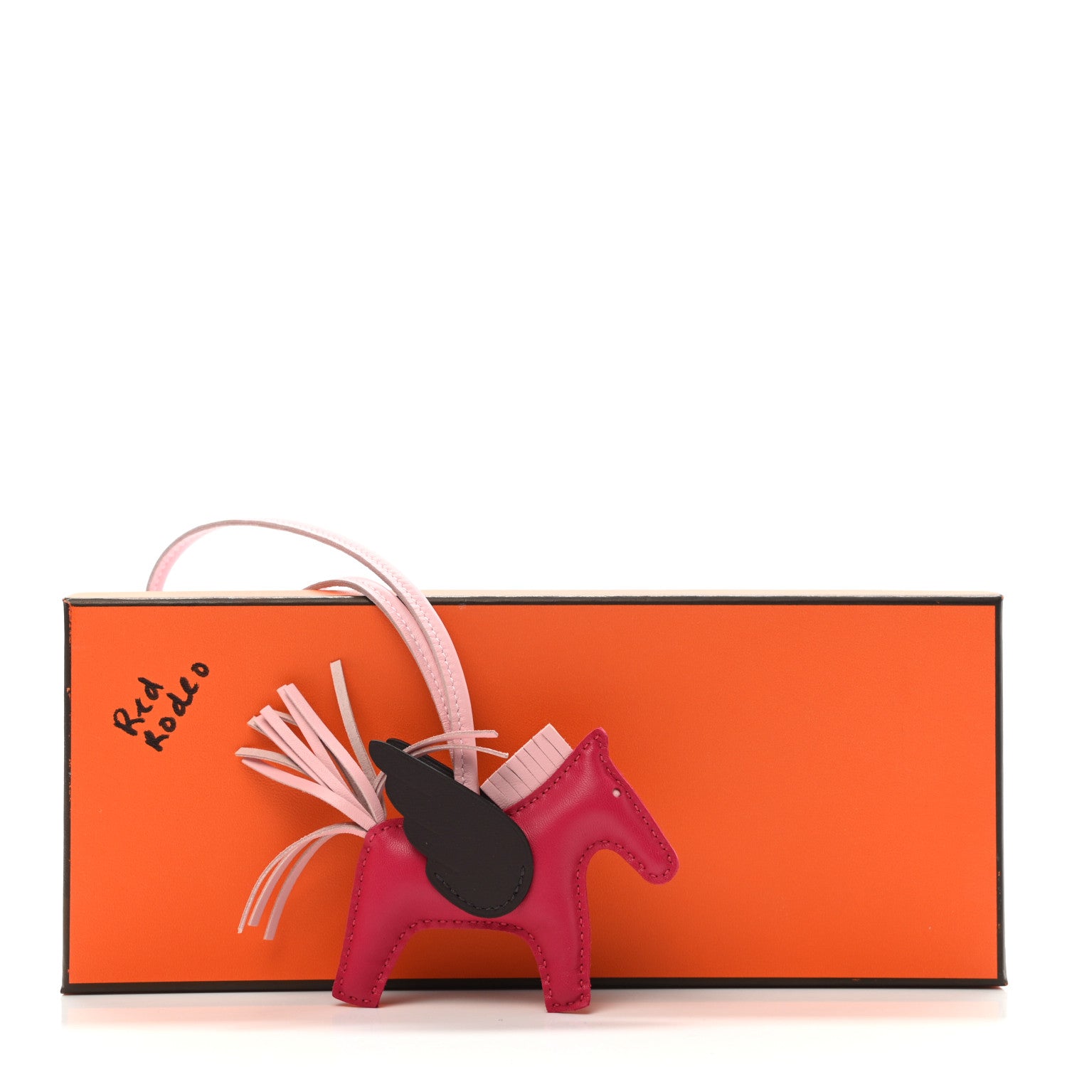 Hermes Milo Lambskin Grigri Rodeo Pegase Horse Bag Charm PM Framboise Rose Sakura Rouge Sellier 5 of 5
