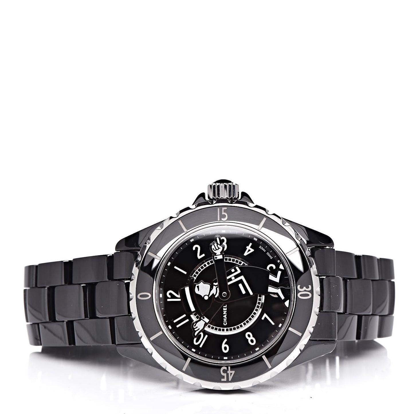 Stainless Steel Ceramic Diamond 38mm J12 Limited Edition Mademoiselle Automatic Watch Black
