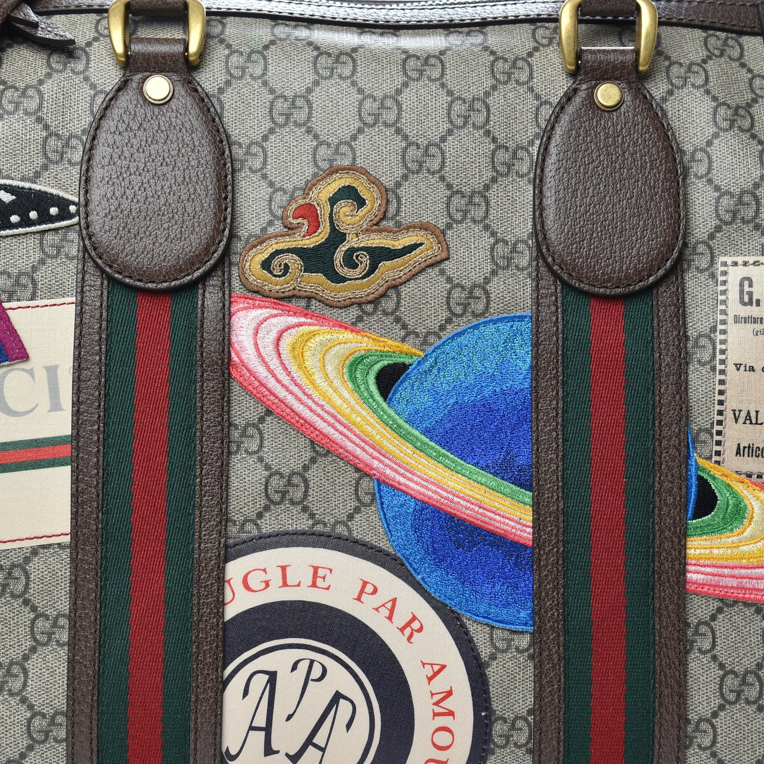 Gucci Soft GG Supreme Monogram Courrier Medium Duffle Bag Beige New Acero Multicolor 7 of 10