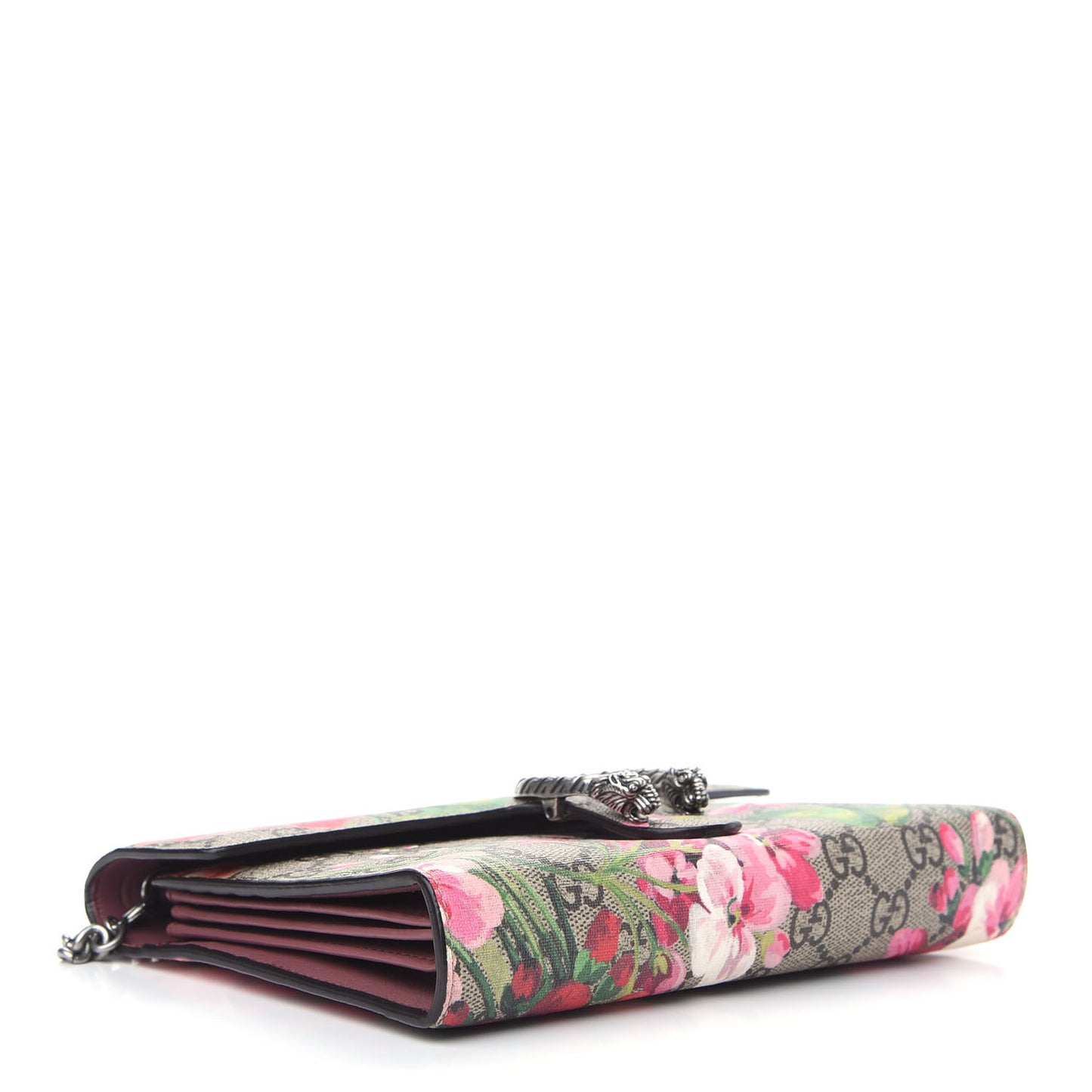 GG Supreme Monogram Blooms Mini Dionysus Chain Wallet Beige Multicolor Dry Rose
