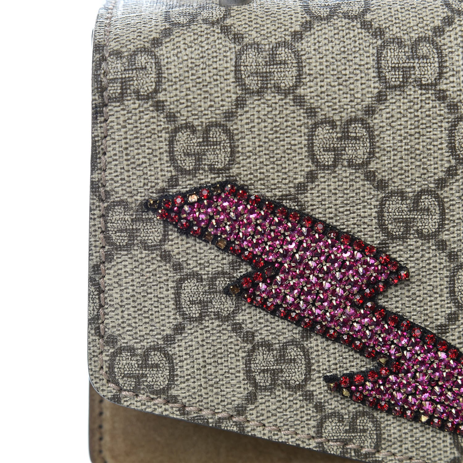 Gucci GG Supreme Monogram Lightning Embroidered Medium Dionysus Shoulder Bag Beige 14 of 15