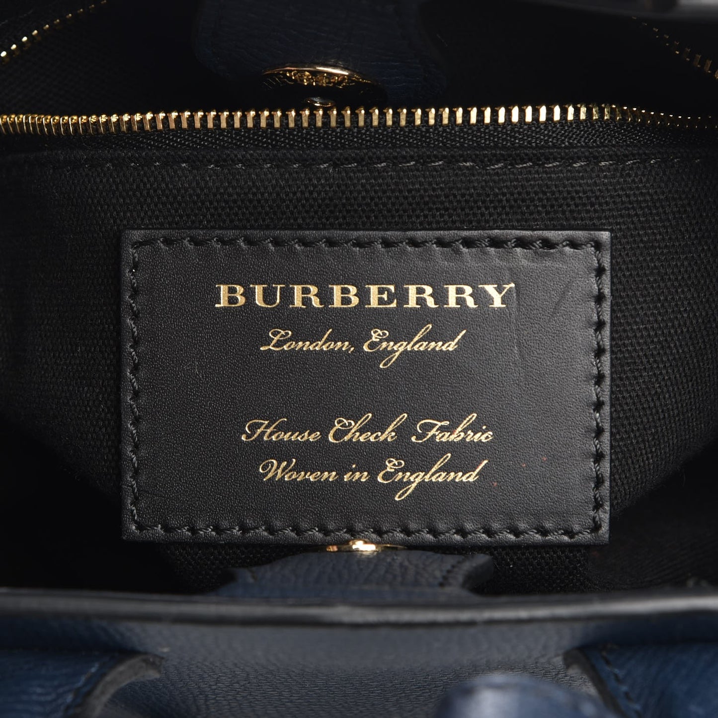 Grainy Calfskin House Check Baby Banner Tote Ink Blue