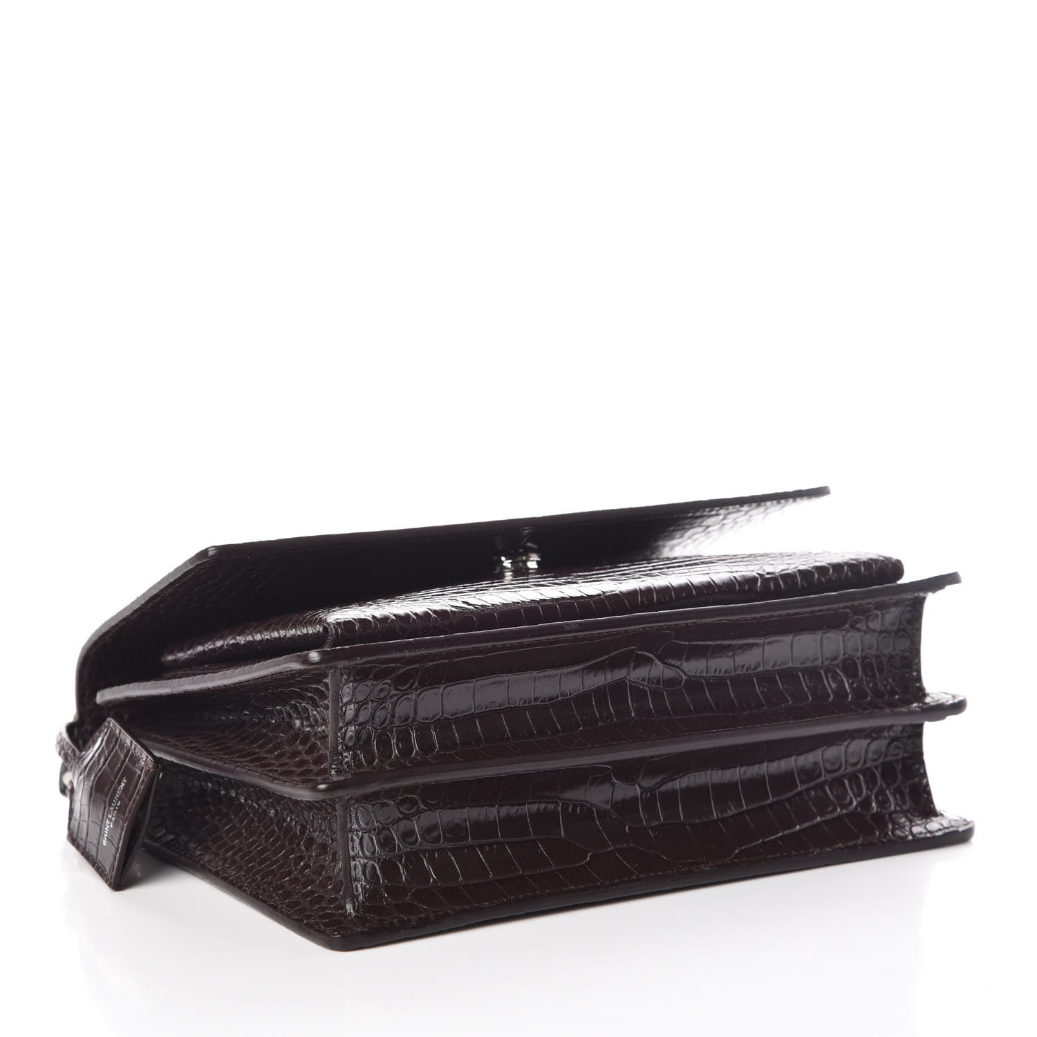 Saint Laurent Calfskin Crocodile Embossed Medium Monogram Sunset Brown 4 of 8