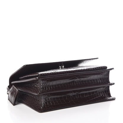 Saint Laurent Calfskin Crocodile Embossed Medium Monogram Sunset Brown 4 of 8