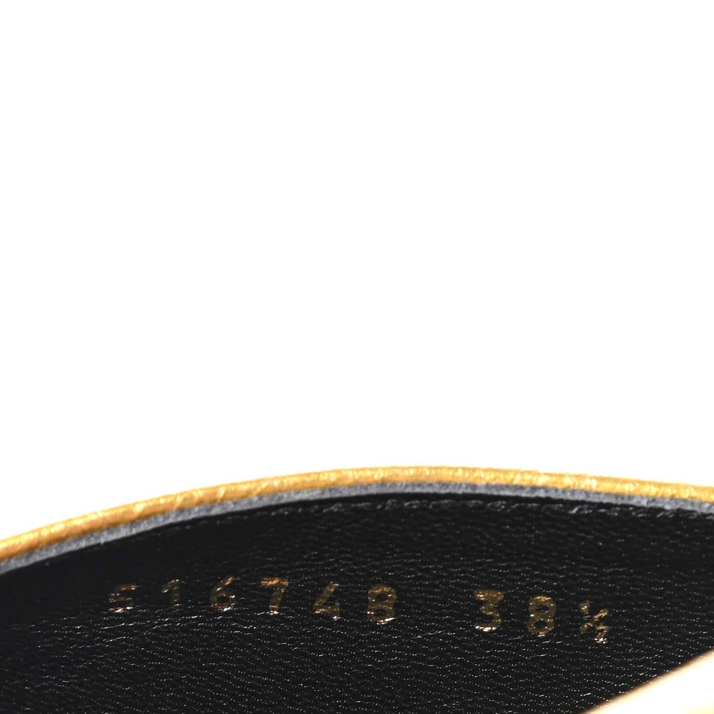 Metallic Textured Calfskin Pointed Toe Knife Mules 38.5 Gold