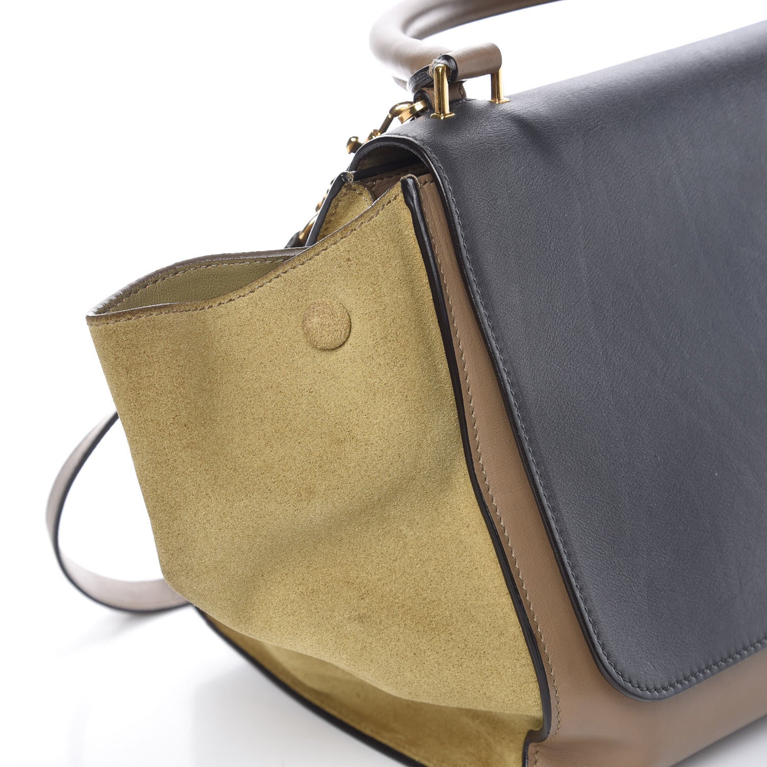 Celine Smooth Calfskin Suede Medium Tri-Color Trapeze Olive 11 of 20