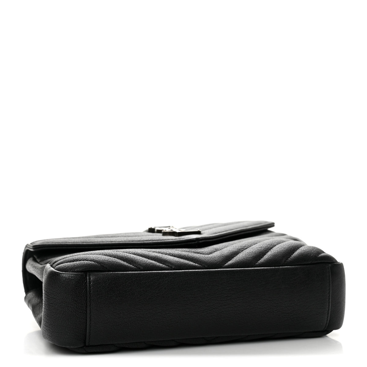 Saint Laurent Sheepskin Matelasse Chevron Monogram Medium College Bag Black 4 of 13