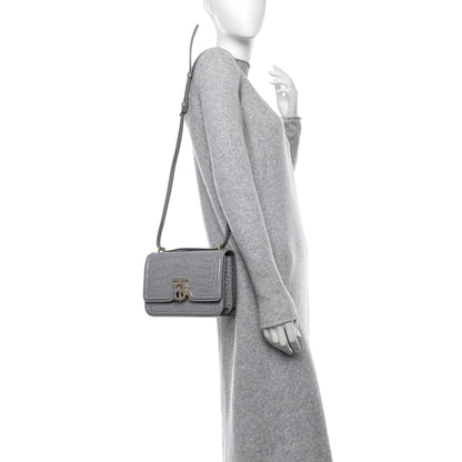 Burberry Crocodile Embossed Small TB Bag Cloud Grey 2 of 10