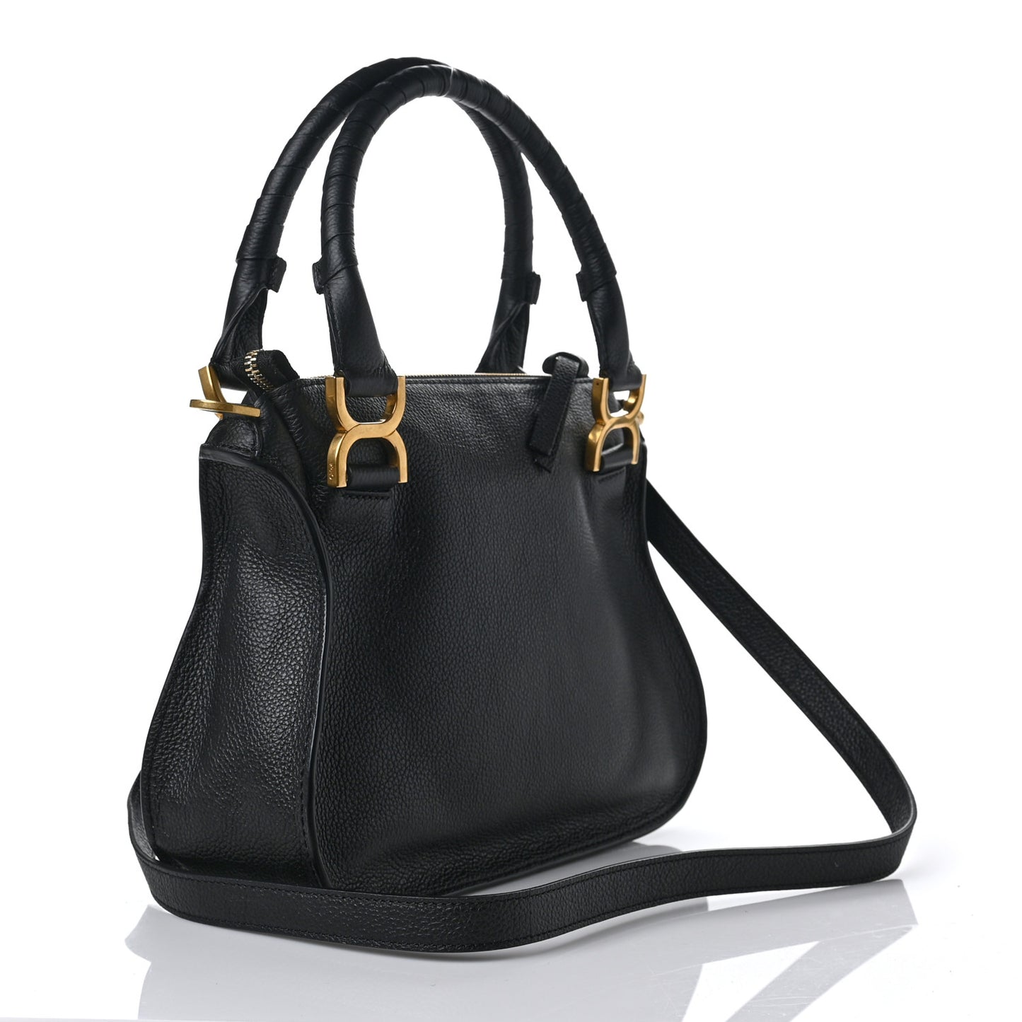 Calfskin Small Marcie Satchel Black