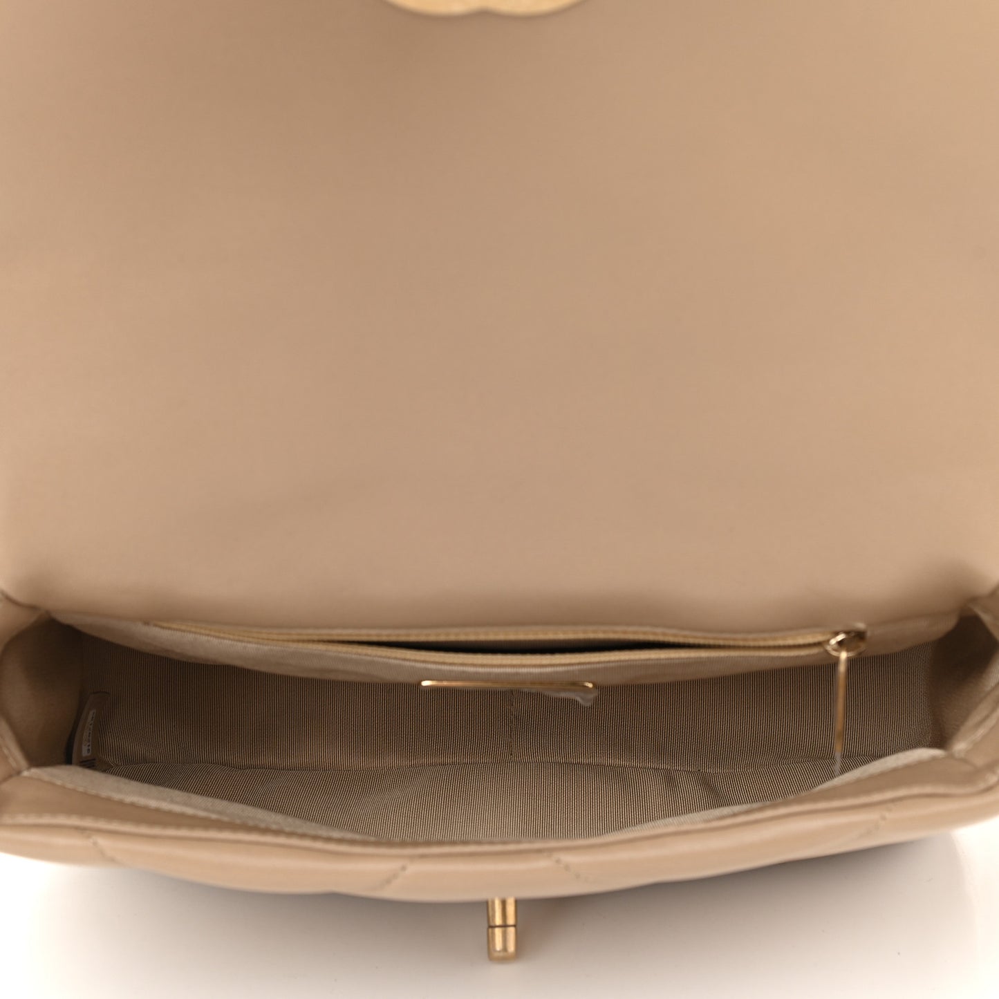 Lambskin Quilted Medium Chanel 19 Flap Dark Beige