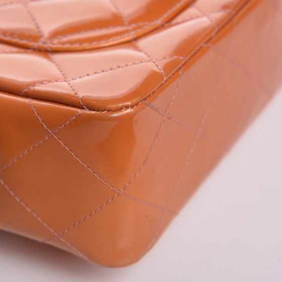 Patent Quilted Mini Rectangular Flap Orange