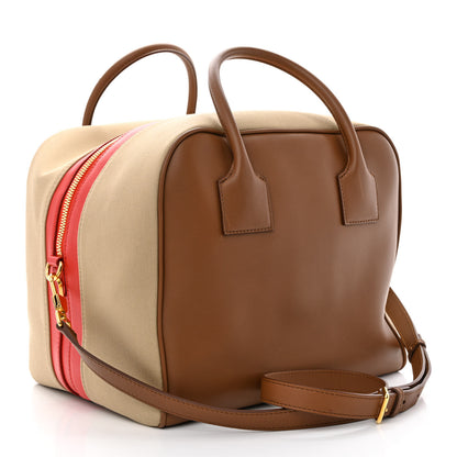 Burberry Calfskin Canvas Medium Cube Bowling Bag Malt Brown 3 of 13