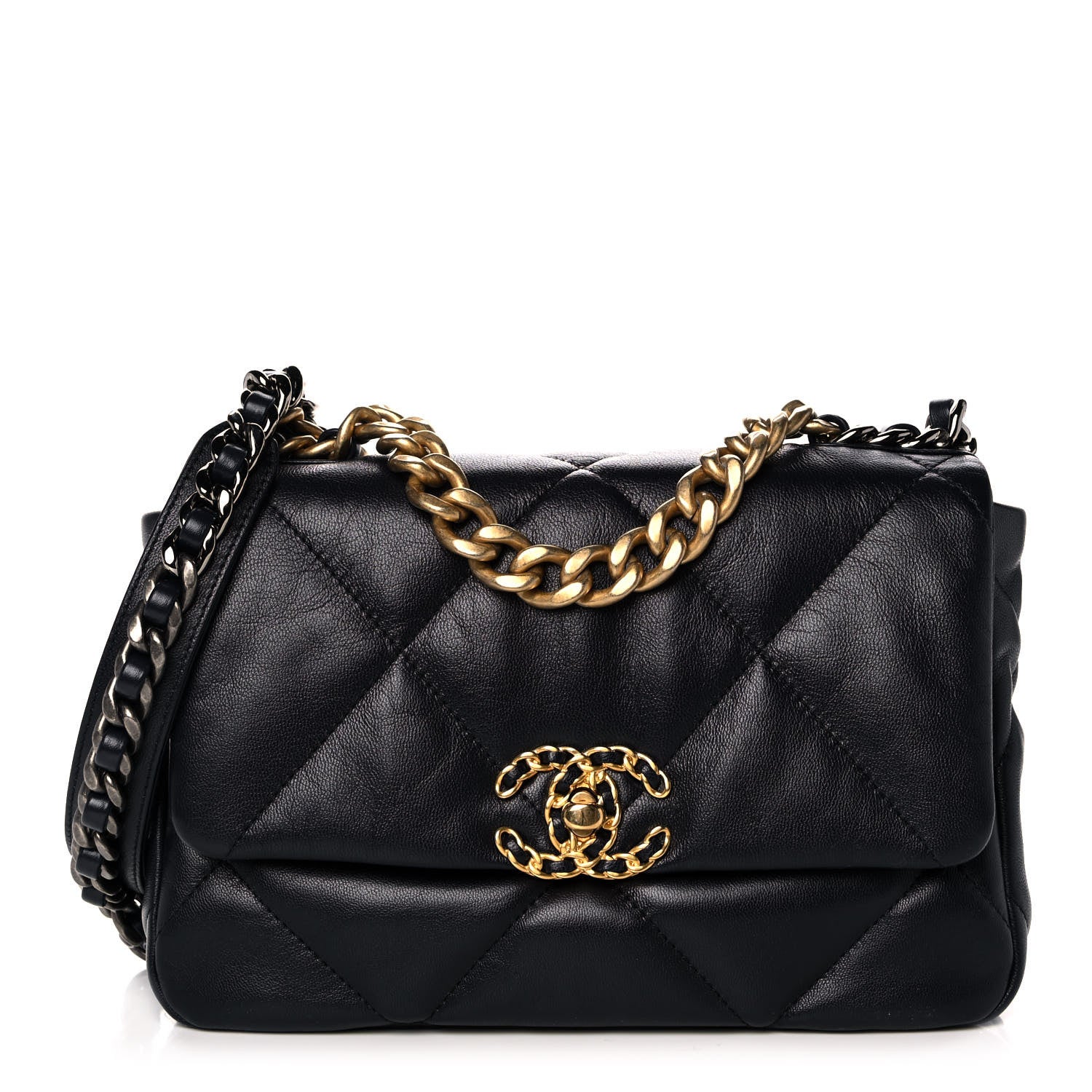Chanel Goatskin Quilted Medium Chanel 19 Flap Navy Blue 1 of 12