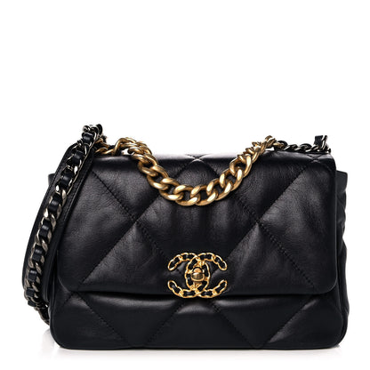 Chanel Goatskin Quilted Medium Chanel 19 Flap Navy Blue 1 of 12