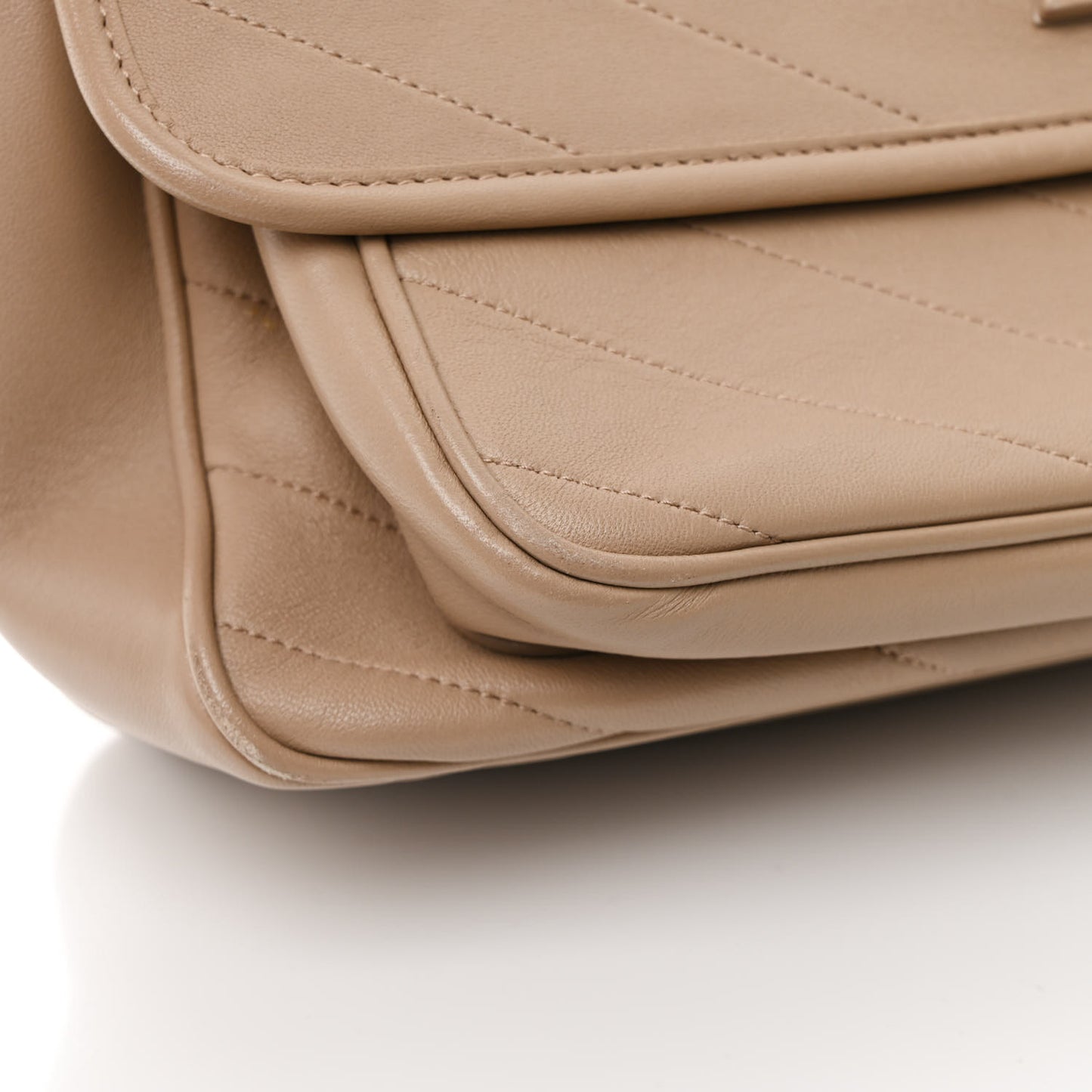 Lambskin Matelasse Monogram Medium Niki Chain Satchel  Dark Beige