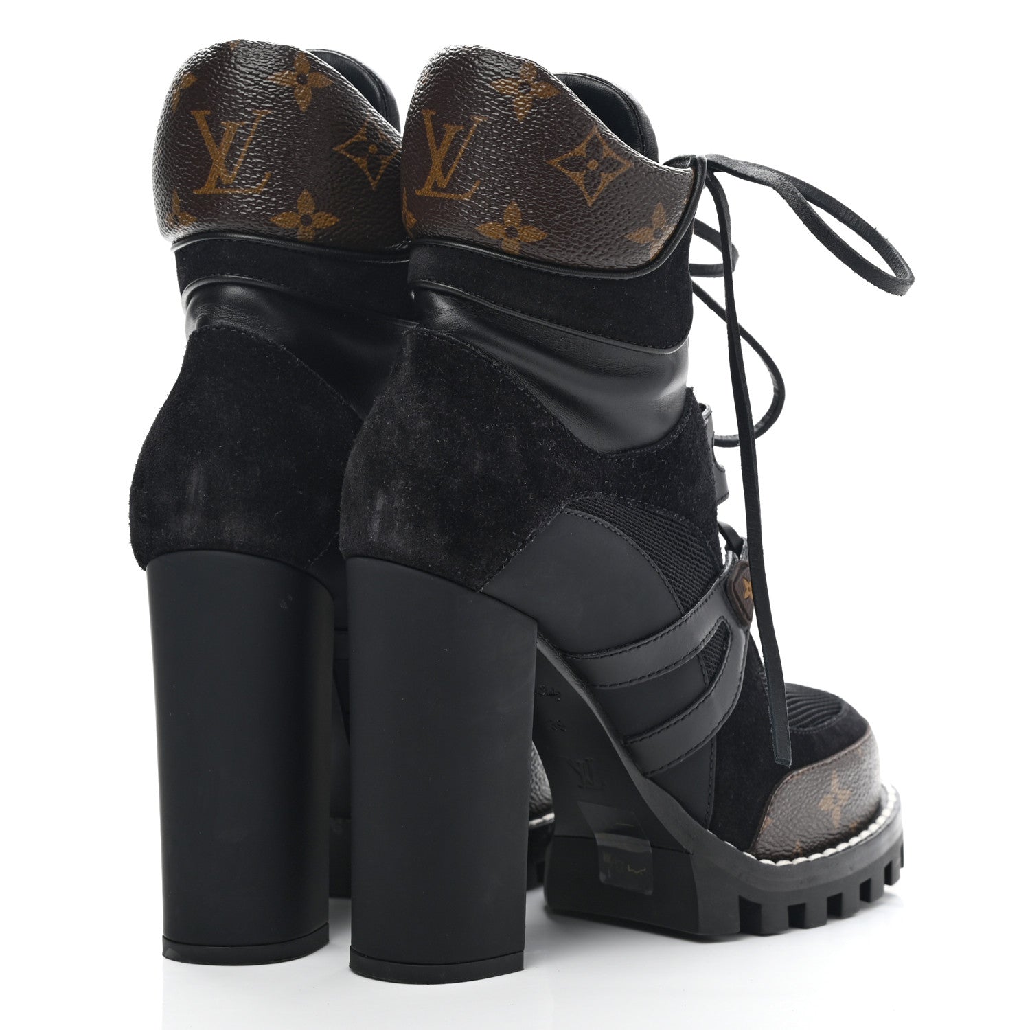 Louis Vuitton Suede Calfskin Monogram Star Trail Ankle Boots 39 Black 4 of 7
