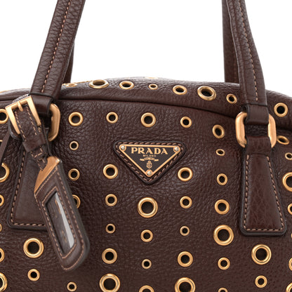 Prada Vitello Daino Grommet Satchel Bruciato 7 of 10