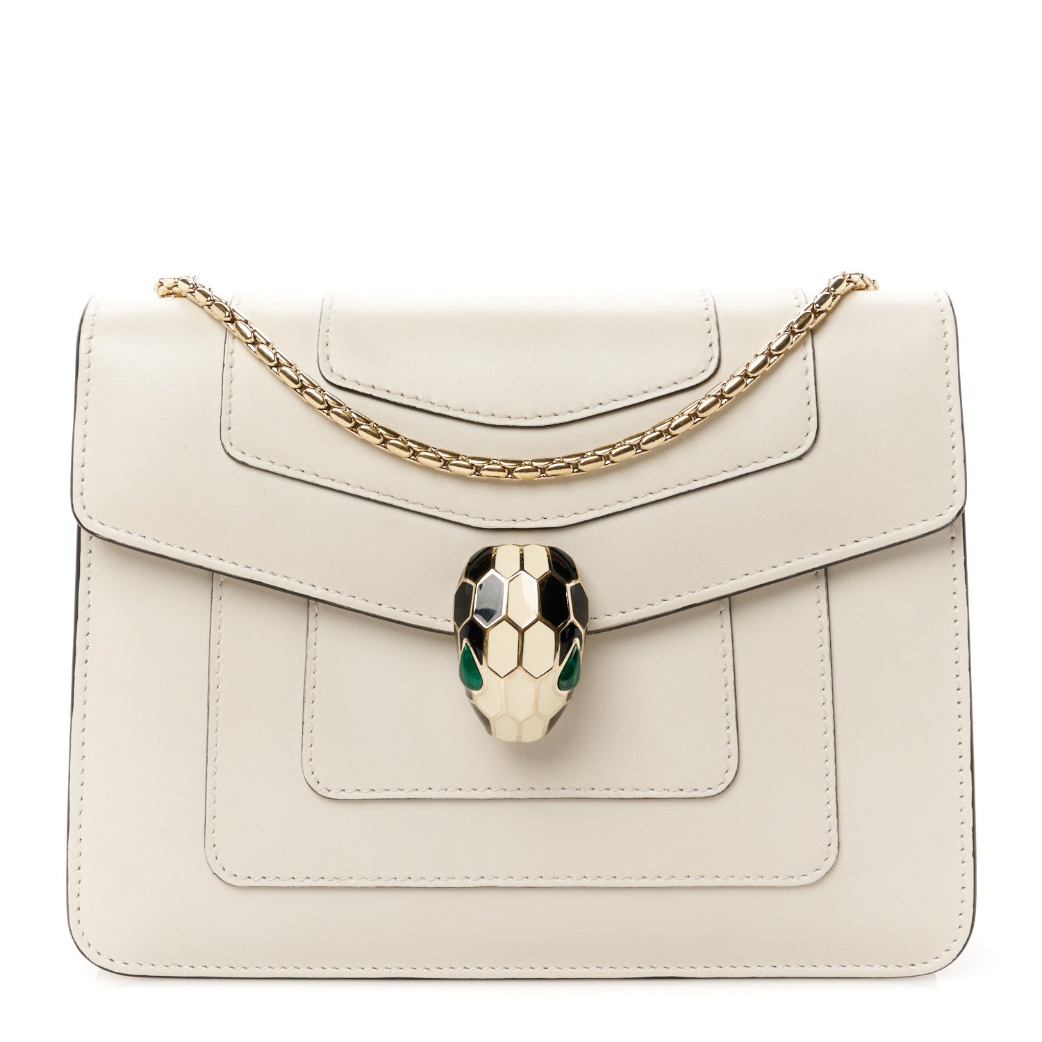Bulgari Calfskin Small Serpenti Forever Snake Strap Crossbody Bag White Agate 1 of 11
