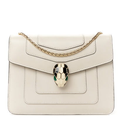 Bulgari Calfskin Small Serpenti Forever Snake Strap Crossbody Bag White Agate 1 of 11