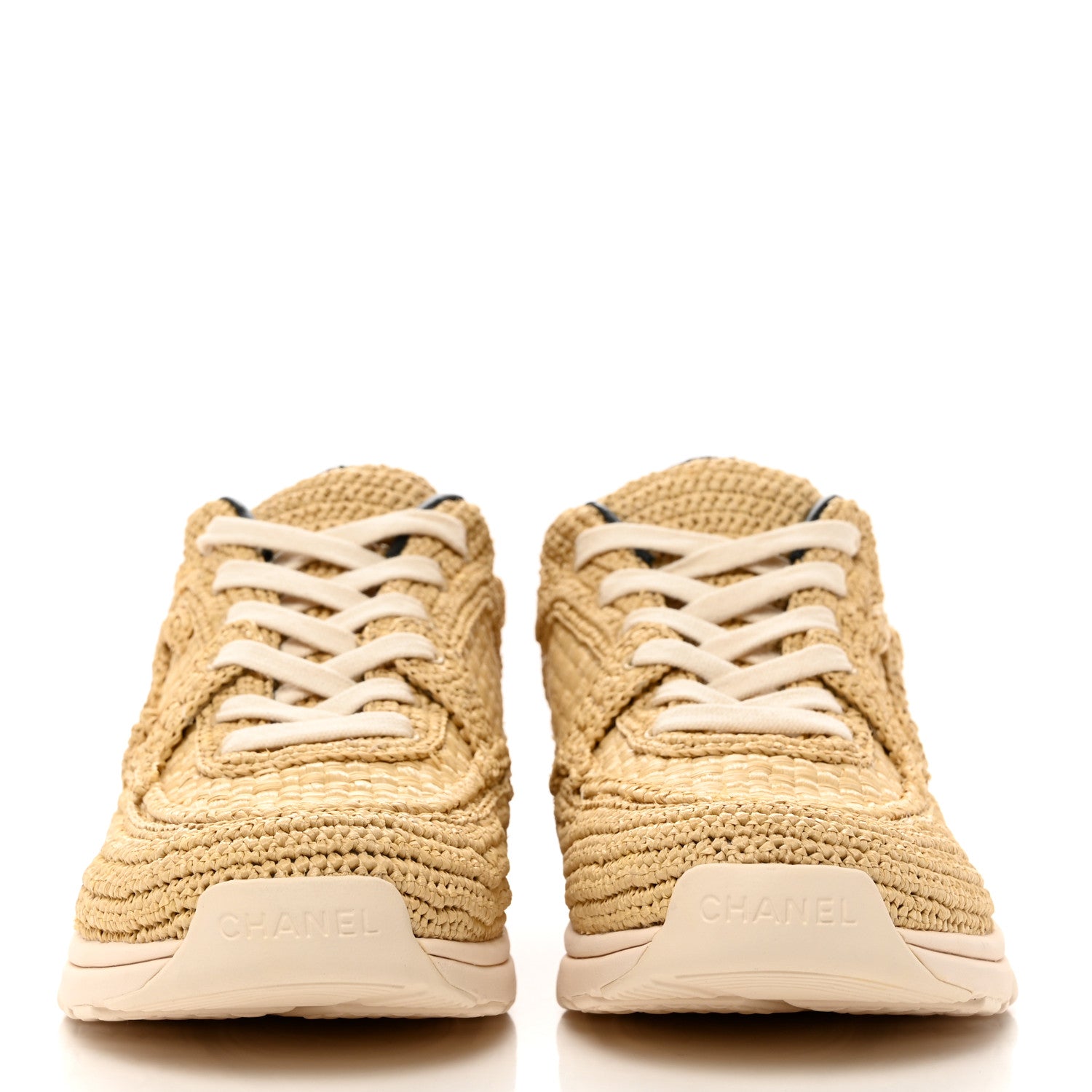 Chanel Braided Raffia Womens CC Sneakers 40 Beige 2 of 8