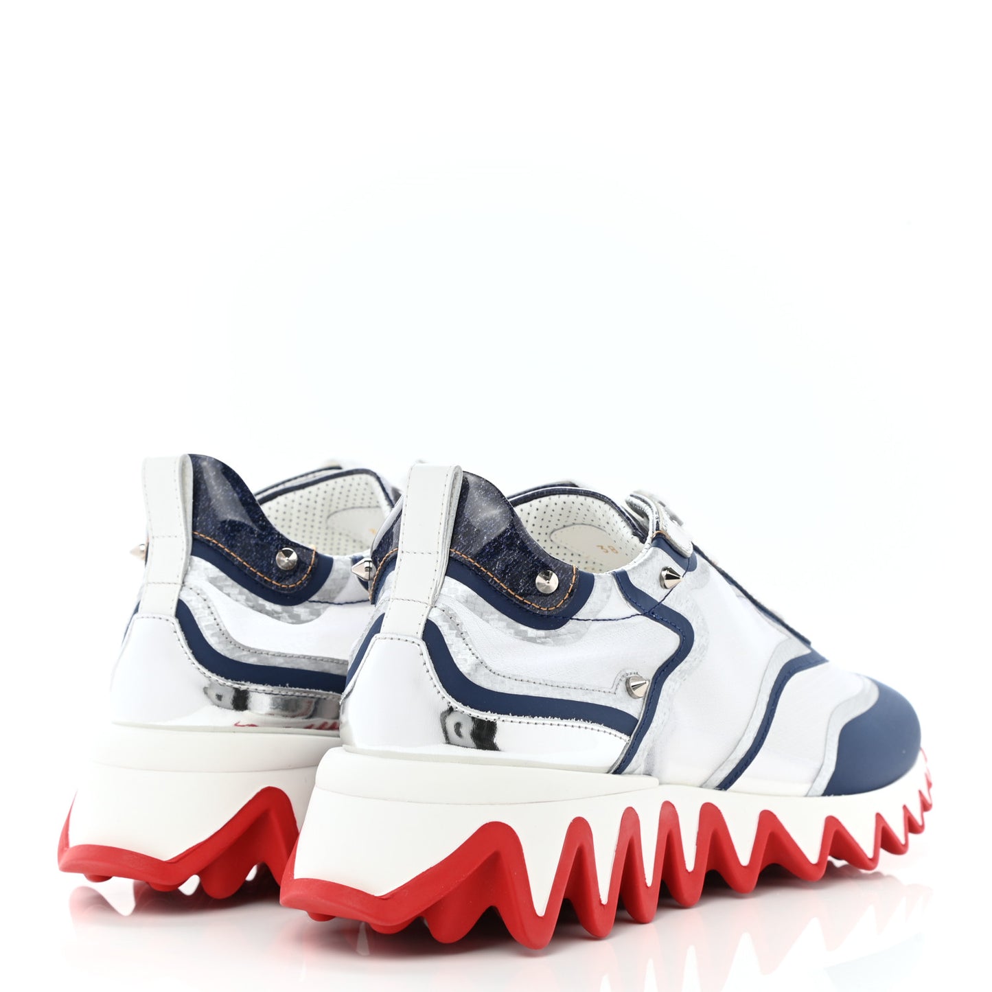 Patent Mesh Denim Rete Sharkina Flat Sneakers 38 Blue White