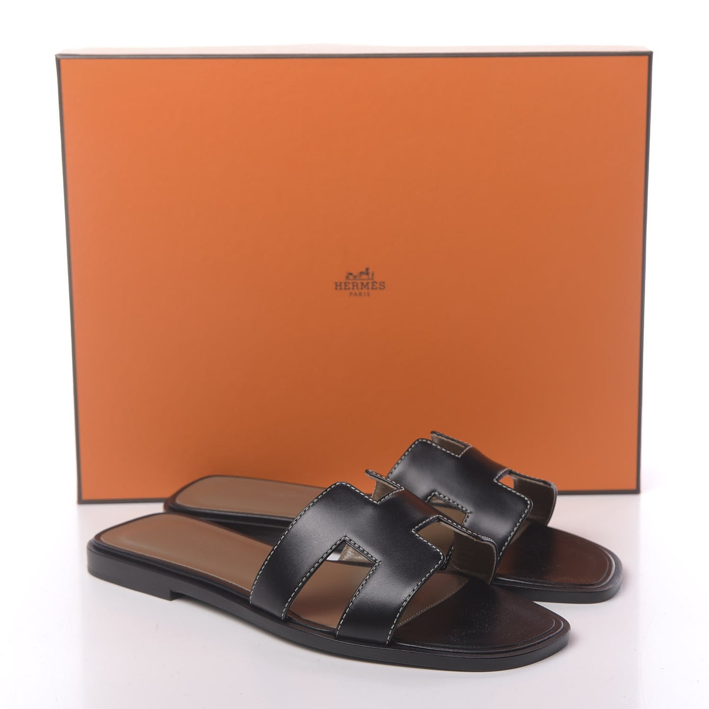 Box Calfskin Oran Sandals 35.5 Black